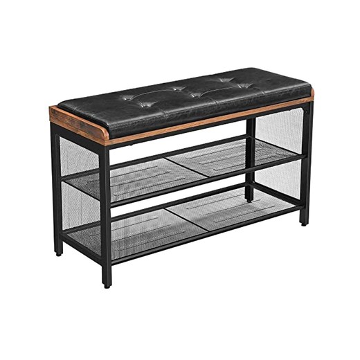 Songmics Ławka w kolorze brązowo-czarnym na buty - 80 x 48 x 30 cm Songmics onesize okazja Limango Polska