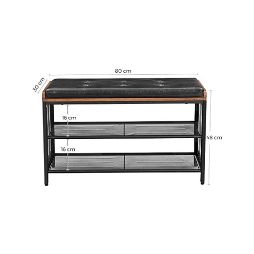 Songmics Ławka w kolorze brązowo-czarnym na buty - 80 x 48 x 30 cm Songmics onesize promocyjna cena Limango Polska