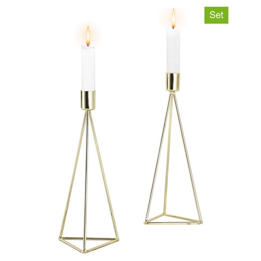 Echtwerk Świeczniki (2 szt.) &quot;Diamond&quot; w kolorze złotym - dł. 24,5 cm ze sklepu Limango Polska w kategorii Świeczniki - zdjęcie 187800778