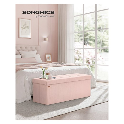 Songmics Ławka w kolorze jasnoróżowym ze schowkiem - 110 x 38,5 x 35,5 cm Songmics onesize okazja Limango Polska