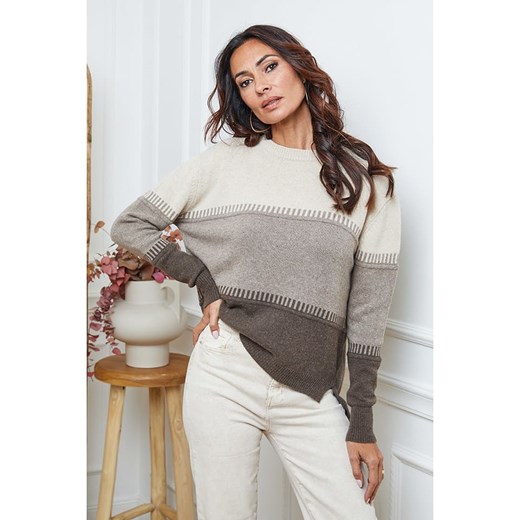 So Cachemire Sweter &quot;Lurcia&quot; w kolorze szarobrązowo-beżowym ze sklepu Limango Polska w kategorii Swetry damskie - zdjęcie 187801657