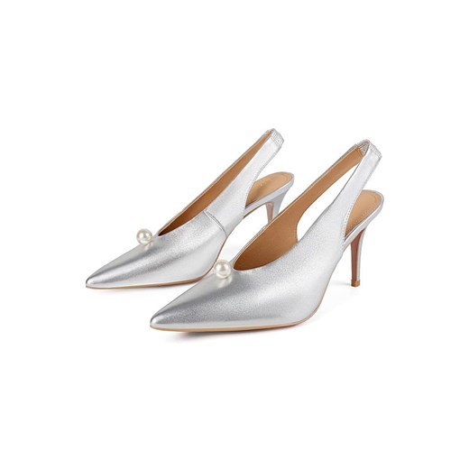 loft37 Skórzane czółenka &quot;Come Across&quot; w kolorze srebrnym ze sklepu Limango Polska w kategorii Czółenka - zdjęcie 187801775