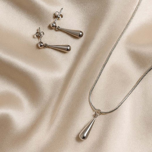 Komplet elegancki srebrny sopelki ze stali chirurgicznej ze sklepu otien.com w kategorii Komplety biżuterii - zdjęcie 187802168