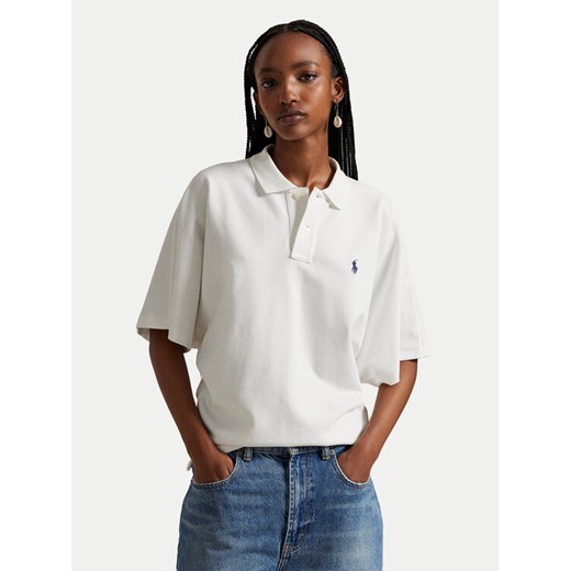Polo Ralph Lauren Polo 211A96270001 Biały Relaxed Fit ze sklepu MODIVO w kategorii Bluzki damskie - zdjęcie 187803109