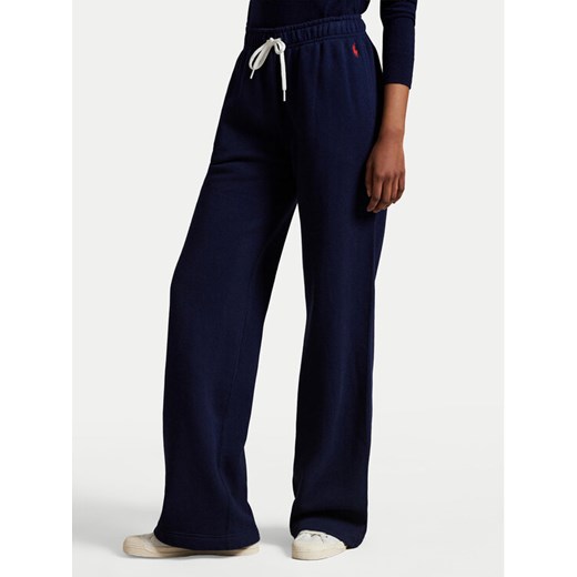Polo Ralph Lauren Spodnie dresowe 211977959001 Granatowy Wide Leg ze sklepu MODIVO w kategorii Spodnie damskie - zdjęcie 187803125