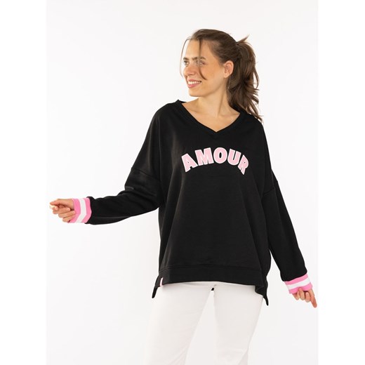 Zwillingsherz Sweter &quot;Amour&quot; w kolorze czarno-jasnoróżowym ze sklepu Limango Polska w kategorii Swetry damskie - zdjęcie 187803688