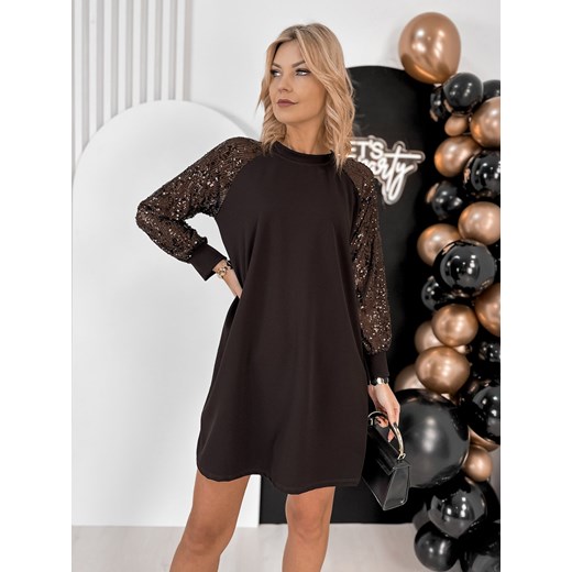 sukienka claviere brązowa one size ze sklepu UBRA w kategorii Sukienki - zdjęcie 187803796
