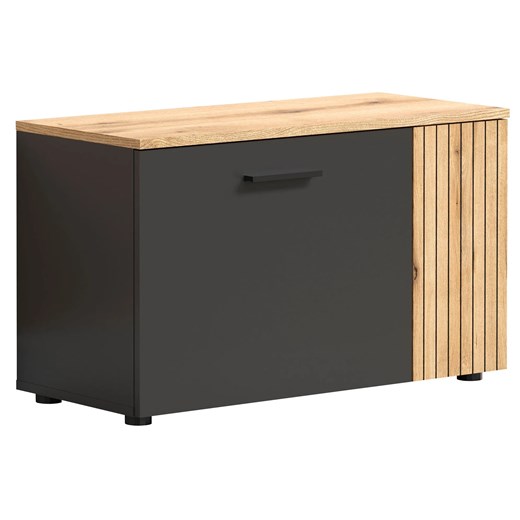 Szafka na buty z lamelami grafit + dąb evok B0-A16 ze sklepu Edinos.pl w kategorii Zestawy mebli do przedpokoju - zdjęcie 187804015