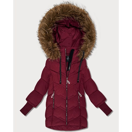 Zimowa kurtka damska z dzianinowymi ściągaczami Goodlookin bordowa (KK60616) ze sklepu goodlookin.pl w kategorii Kurtki damskie - zdjęcie 187805015