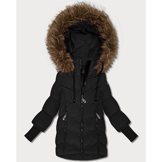 Zimowa kurtka damska z dzianinowymi ściągaczami Goodlookin czarna (KK60613) ze sklepu goodlookin.pl w kategorii Kurtki damskie - zdjęcie 187805017