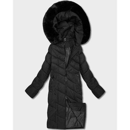 Długa kurtka damska z kapturem czarna (7662#-F06) ze sklepu goodlookin.pl w kategorii Kurtki damskie - zdjęcie 187805018