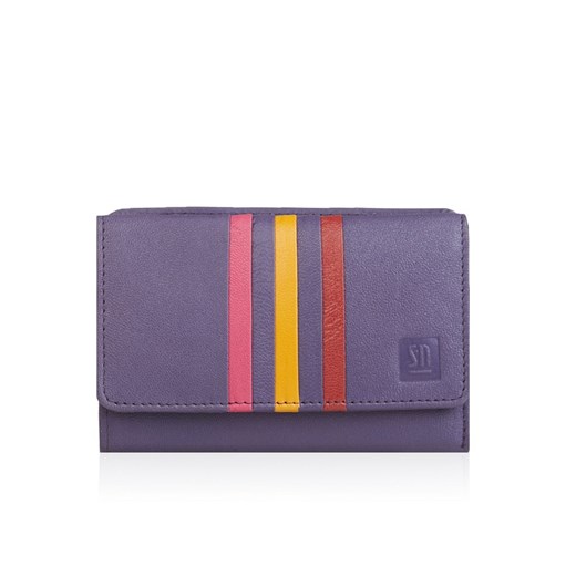 fioletowy portfel skórzany damski z ozdobnymi wstawkami Słoń Torbalski 14 x 9,5 cm wyprzedaż Słoń Torbalski