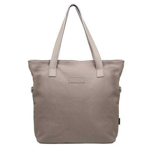 beżowa skórzana torebka damska shopperka zapinana na zamekJessica ze sklepu Słoń Torbalski w kategorii Torby Shopper bag - zdjęcie 187805047