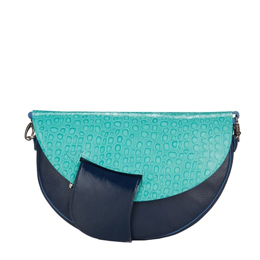 granatowa skórzana torebka damska  na ramię Moon ze sklepu Słoń Torbalski w kategorii Listonoszki - zdjęcie 187805049