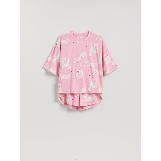Reserved - Dwuczęściowa piżama w koty - różowy ze sklepu Reserved w kategorii Piżamy damskie - zdjęcie 187805299