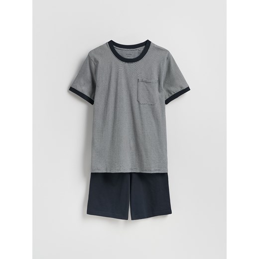 Reserved - Dwuczęściowa piżama w paski - granatowy ze sklepu Reserved w kategorii Piżamy męskie - zdjęcie 187805317