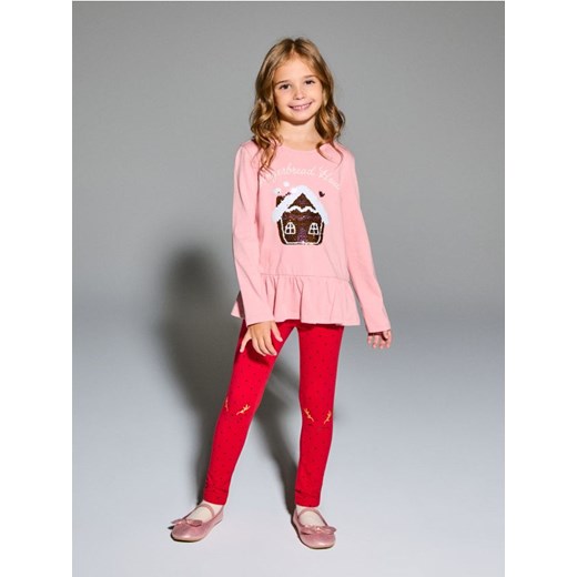 Sinsay - Bluzka z cekinowym domkiem piernikowym i baskinką - różowy ze sklepu Sinsay w kategorii Bluzki dziewczęce - zdjęcie 187805825