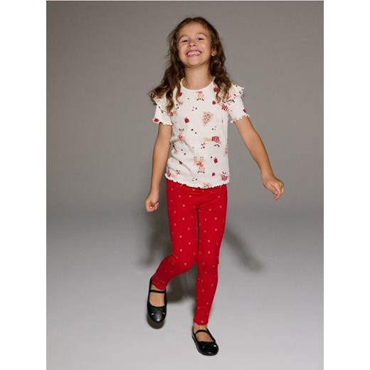 Sinsay - Legginsy świąteczne w złote gwiazdki - czerwony ze sklepu Sinsay w kategorii Spodnie dziewczęce - zdjęcie 187805829