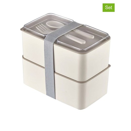 Violeta Home Pojemniki (2 szt.) w kolorze biało-szarym na lunch - 18,5 x 11 x 5 cm ze sklepu Limango Polska w kategorii Pojemniki kuchenne - zdjęcie 187808786