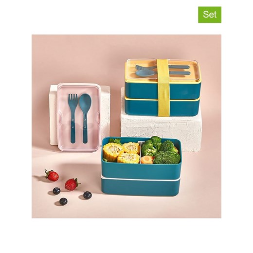 Violeta Home Pojemniki (2 szt.) w kolorze niebiesko-żółtym na lunch - 11 x 10 x 18,5 cm ze sklepu Limango Polska w kategorii Pojemniki kuchenne - zdjęcie 187808787