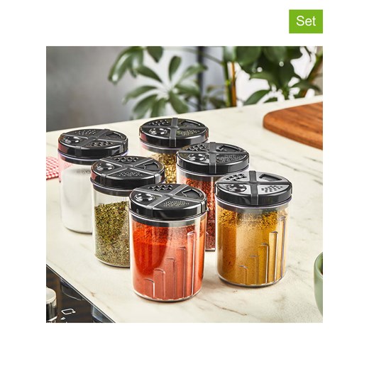Violeta Home Słoiki (6 szt.) w kolorze czarnym na przyprawy - 300 ml ze sklepu Limango Polska w kategorii Młynki do soli i pieprzu - zdjęcie 187808818
