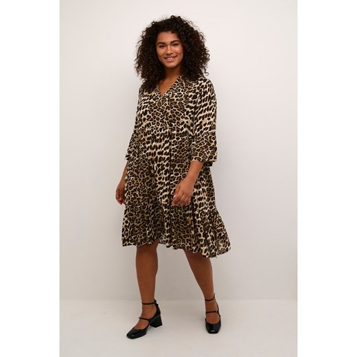 KAFFE curve Sukienka w kolorze jasnobrązowo-czarnym ze sklepu Limango Polska w kategorii Sukienki - zdjęcie 187810839
