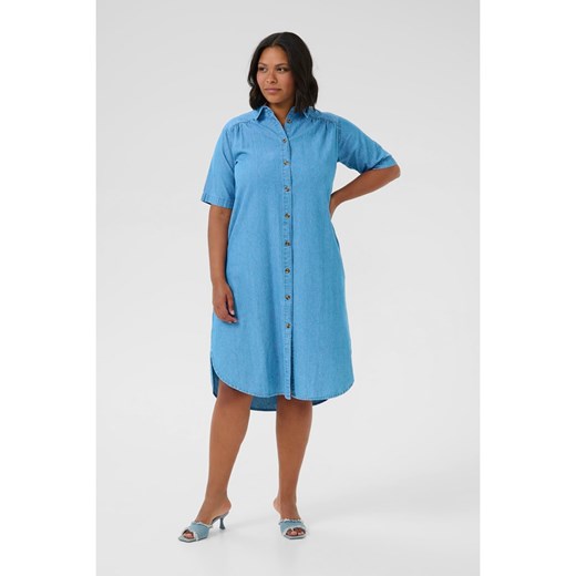 KAFFE curve Sukienka dżinsowa w kolorze błękitnym ze sklepu Limango Polska w kategorii Sukienki - zdjęcie 187811105