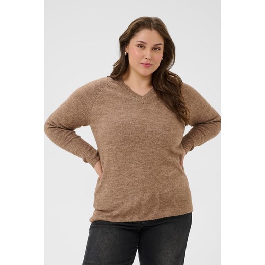 KAFFE curve Sweter w kolorze karmelowym S wyprzedaż Limango Polska