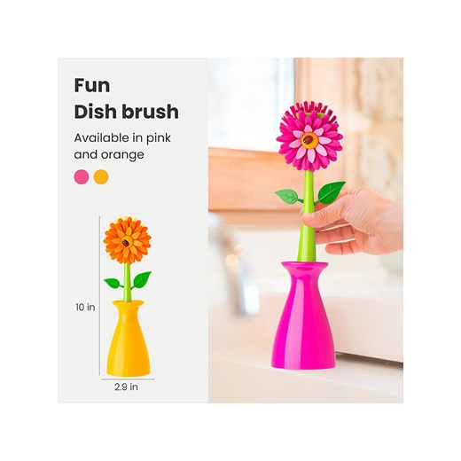 Vigar Szczotka &quot;Flower power&quot; w kolorze zielono-różowym do zmywania - Vigar onesize Limango Polska wyprzedaż