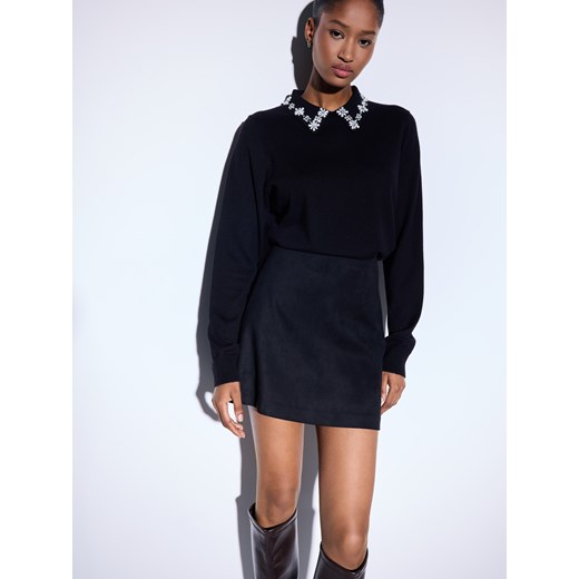 Mohito - Czarny sweter z kołnierzykiem - czarny ze sklepu Mohito w kategorii Swetry damskie - zdjęcie 187817697