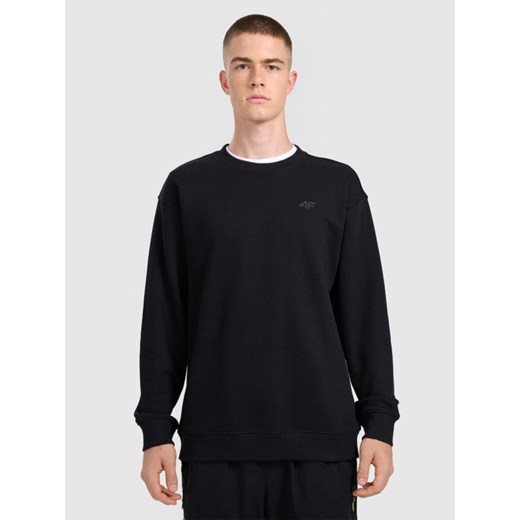 Męska bluza dresowa nierozpinana bez kaptura 4F 4FRMM00TSWSM2478 - czarna ze sklepu Sportstylestory.com w kategorii Bluzy męskie - zdjęcie 187818167