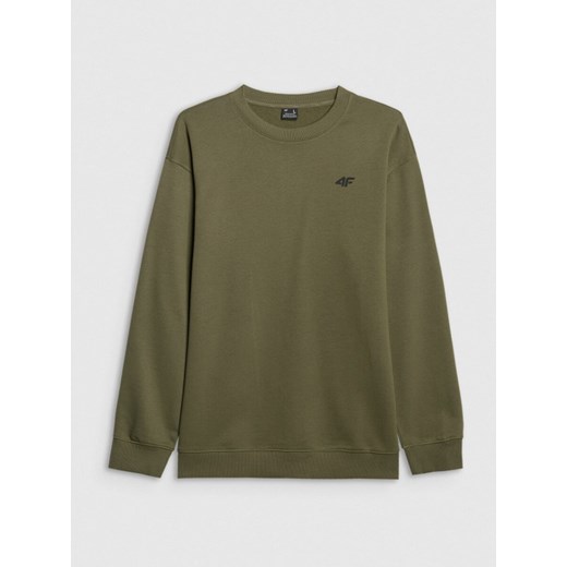 Męska bluza dresowa nierozpinana bez kaptura 4F 4FRMM00TSWSM2478 - zielona ze sklepu Sportstylestory.com w kategorii Bluzy męskie - zdjęcie 187818176
