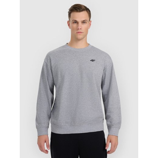 Męska bluza dresowa nierozpinana bez kaptura 4F 4FRMM00TSWSM2478 - szara ze sklepu Sportstylestory.com w kategorii Bluzy męskie - zdjęcie 187818179