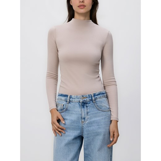 Reserved - Longsleeve z modalem - beżowy ze sklepu Reserved w kategorii Bluzki damskie - zdjęcie 187820776