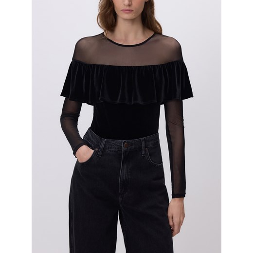 Reserved - Body z siateczkowymi wstawkami - czarny ze sklepu Reserved w kategorii Bluzki damskie - zdjęcie 187820835