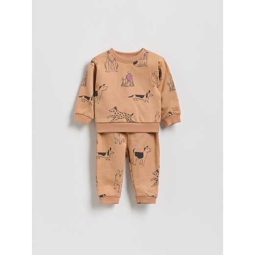 Reserved - Bawełniany komplet z nadrukiem - brązowy ze sklepu Reserved w kategorii Komplety niemowlęce - zdjęcie 187820899