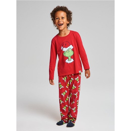Sinsay - Bawełniana piżama dwuczęściowa z nadrukiem Grinch - czerwony ze sklepu Sinsay w kategorii Piżamy dziecięce - zdjęcie 187821759
