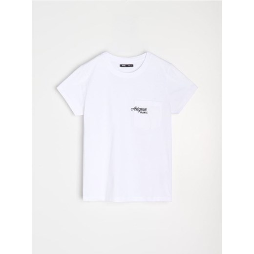 Sinsay - Bawełniana koszulka z haftem - biały ze sklepu Sinsay w kategorii Bluzki damskie - zdjęcie 187821805