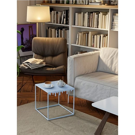 Sinsay - Metalowy stolik z dekoracyjnym brzegiem - błękitny ze sklepu Sinsay w kategorii Stoliki kawowe - zdjęcie 187821819