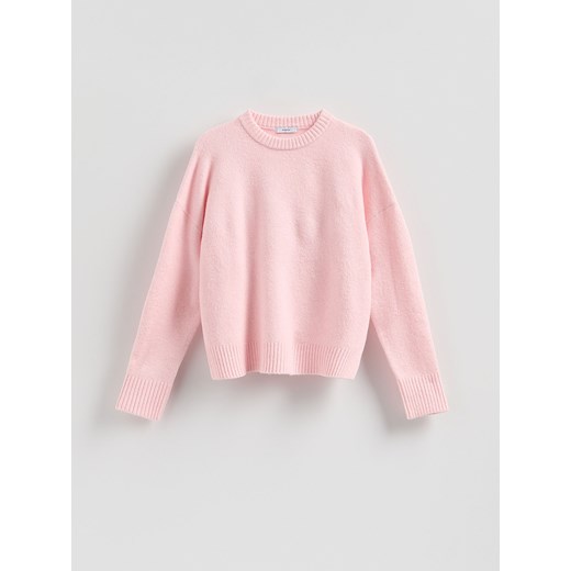 Reserved - Sweter z obniżoną linią ramion - pastelowy róż ze sklepu Reserved w kategorii Swetry damskie - zdjęcie 187823186