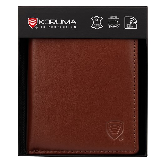 Bardzo mały portfel skórzany męski RFID BLOCK (brązowy) ze sklepu Koruma ID Protection w kategorii Portfele męskie - zdjęcie 187824295