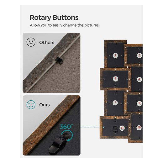 Songmics Ramki (12 szt.) w kolorze brązowym na zdjęcia - 47,5 x 62 cm Songmics onesize promocja Limango Polska