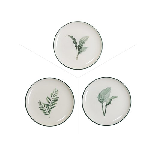 TABLE PASSION Talerze śniadaniowe (3 szt.) &quot;Floralia&quot; w kolorze biało-zielonym - Ø 20,5 cm ze sklepu Limango Polska w kategorii Naczynia - zdjęcie 187826016