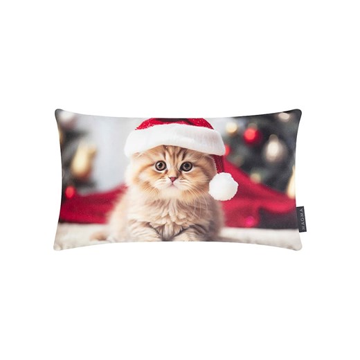 Magma Heimtex Poszewka &quot;Christmas Cat&quot; ze wzorem na poduszkę - 30 x 50 cm ze sklepu Limango Polska w kategorii Poduszki dekoracyjne - zdjęcie 187826225