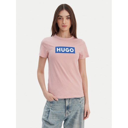 HUGO T-Shirt Classic 50510772 Różowy Slim Fit ze sklepu MODIVO w kategorii Bluzki damskie - zdjęcie 187828097