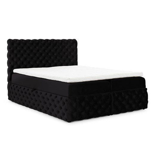 Czarne welurowe łóżko pikowane 5 rozmiarów N2-B94 ze sklepu Edinos.pl w kategorii Łóżka i materace - zdjęcie 187829409