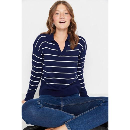 trendyol Sweter w kolorze granatowo-białym ze sklepu Limango Polska w kategorii Swetry damskie - zdjęcie 187830506