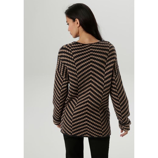 Aniston Sweter w kolorze jasnobrązowo-czarnym Aniston 44 okazyjna cena Limango Polska