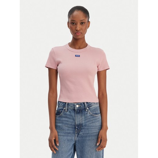 HUGO T-Shirt Baby 50510749 Różowy Slim Fit ze sklepu MODIVO w kategorii Bluzki damskie - zdjęcie 187831007