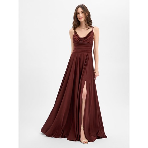 Marie Lund Damska sukienka wieczorowa Kobiety Sztuczne włókno czekoladowy jednolity ze sklepu vangraaf w kategorii Sukienki - zdjęcie 187831257